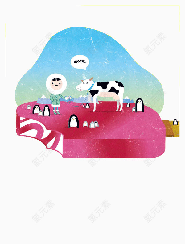 奶牛站在雪糕上