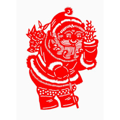 红色圣诞老人剪纸