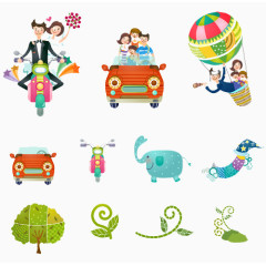 手绘汽车大象气球