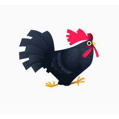 卡通手绘黑色母鸡