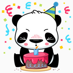 卡通熊猫生日贺卡