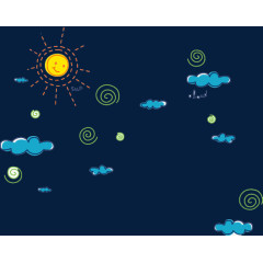 太阳云朵天空卡通