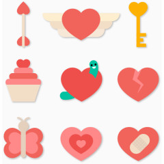可爱扁平粉红爱情贴纸