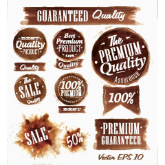 咖啡色促销标签矢量素材