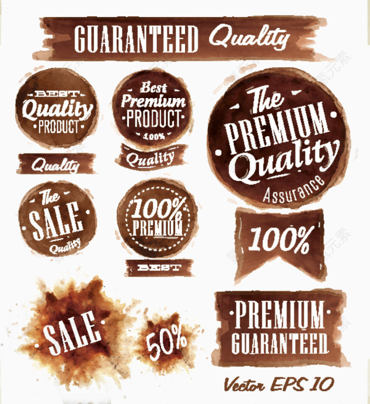 咖啡色促销标签矢量素材