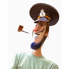 卡通叼烟斗的大叔免抠素材图片