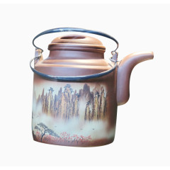 彩绘紫砂提梁壶