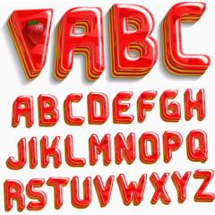 红色果冻字母矢量素材