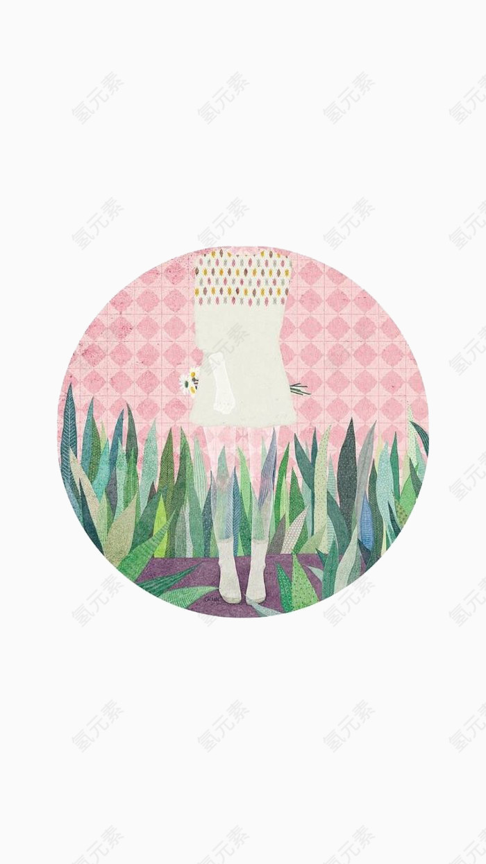 手绘水彩小清新可爱植物插画