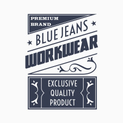 牛仔服饰标签矢量素材