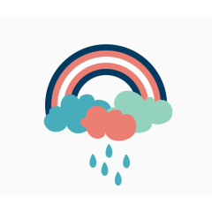 矢量彩色卡通彩虹云雨