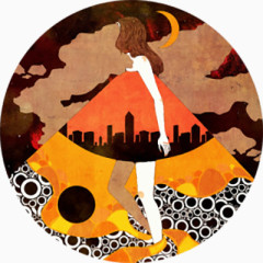 月光下都市中的女人