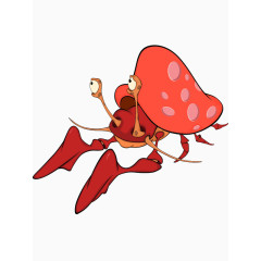 矢量螃蟹大红色寄居蟹二