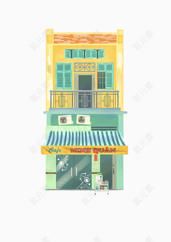 卡通旅店房子