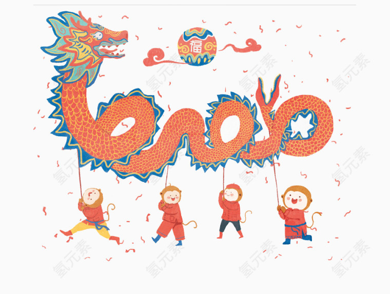 手绘舞龙