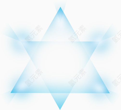 蓝色半透明五角星科技素材