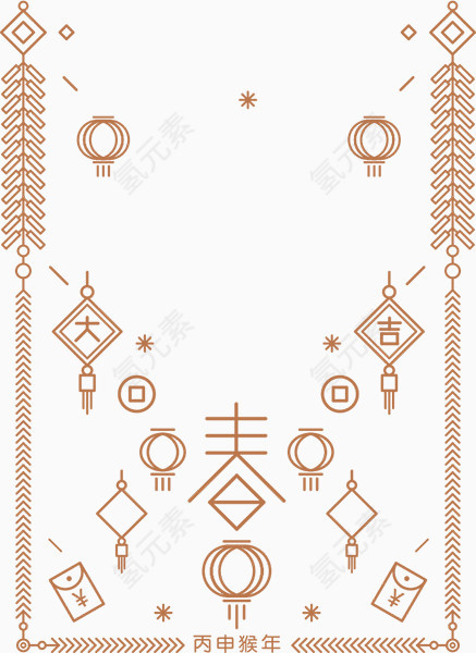 手绘春节背景装饰