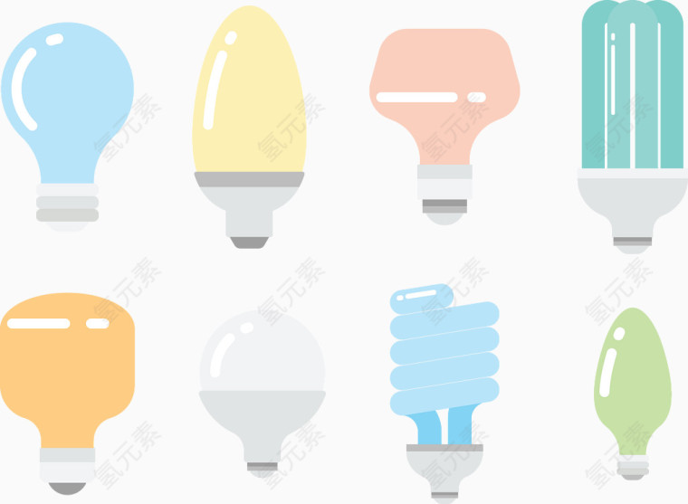 清新彩色电灯泡素材
