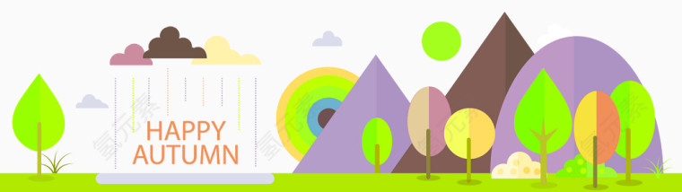矢量几何卡通装饰风景