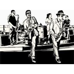 矢量手绘街头艺人