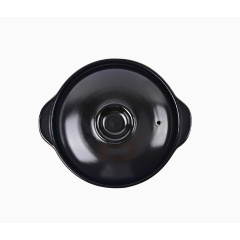 俯拍黑色砂锅照