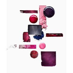 粉紫色系化妆品粉饼唇釉组合