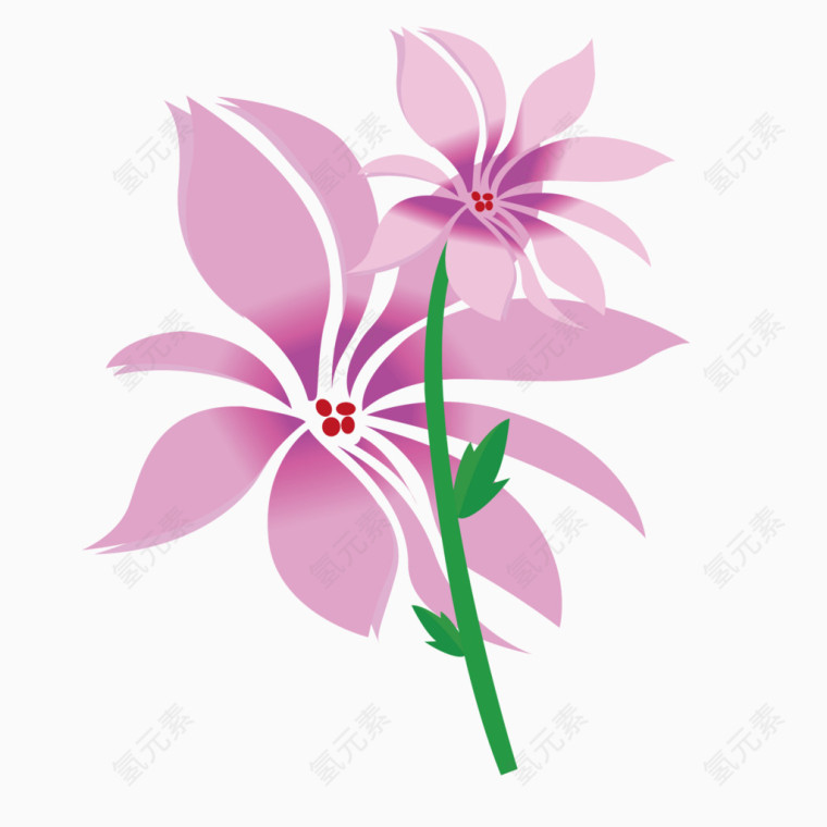 矢量卡通紫色花瓣花朵