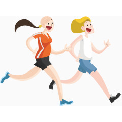 卡通跑步男女