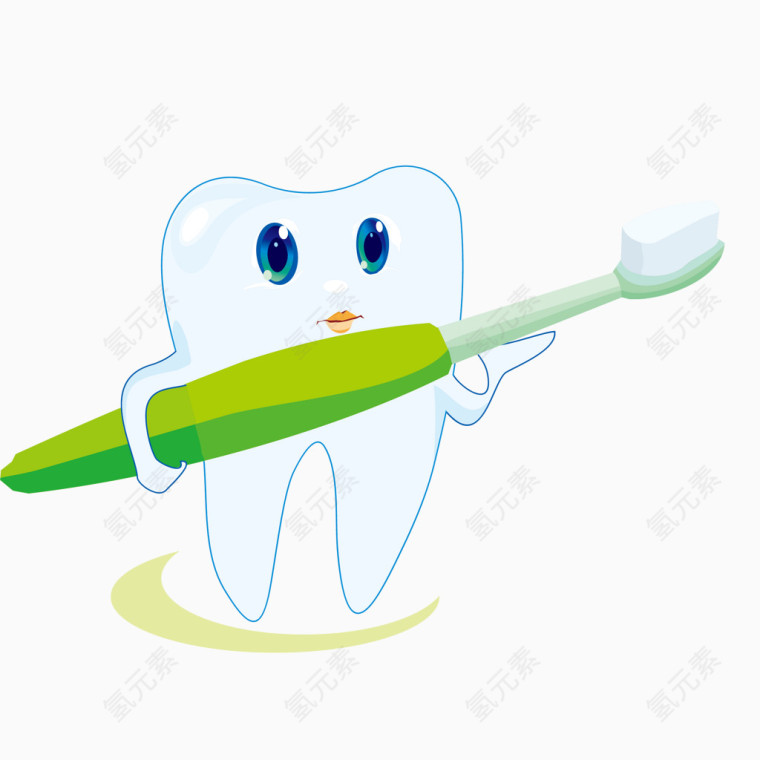 可爱卡通牙刷牙齿矢量图