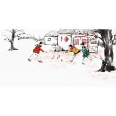 放鞭炮的小孩浅色漫画底纹