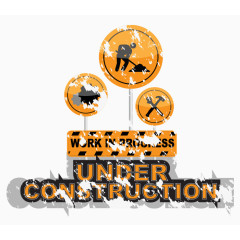 斑驳施工警示牌矢量