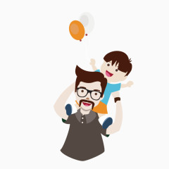 矢量父亲背着孩子