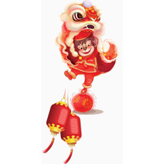 卡通舞狮图