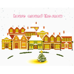 雪地围绕的房子