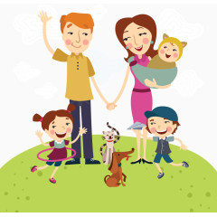 快乐五口之家矢量素材