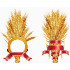 矢量手绘麦穗标签