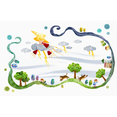 手绘雷电天气