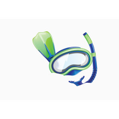 矢量蓝色潜水泳镜设备