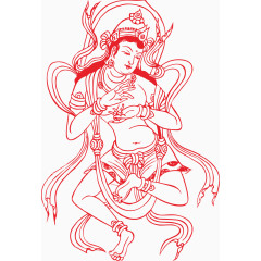 镂空线稿敦煌飞天图