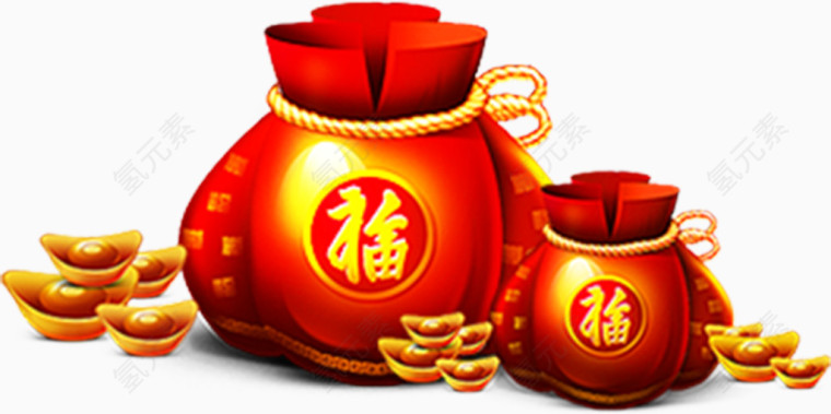 红色福袋和金元宝