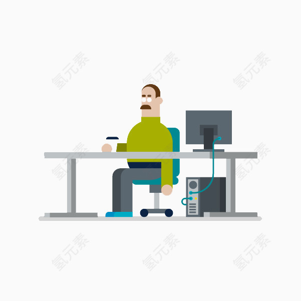 创意扁平办公桌图