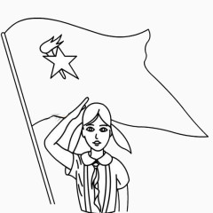 国旗下的少先队员