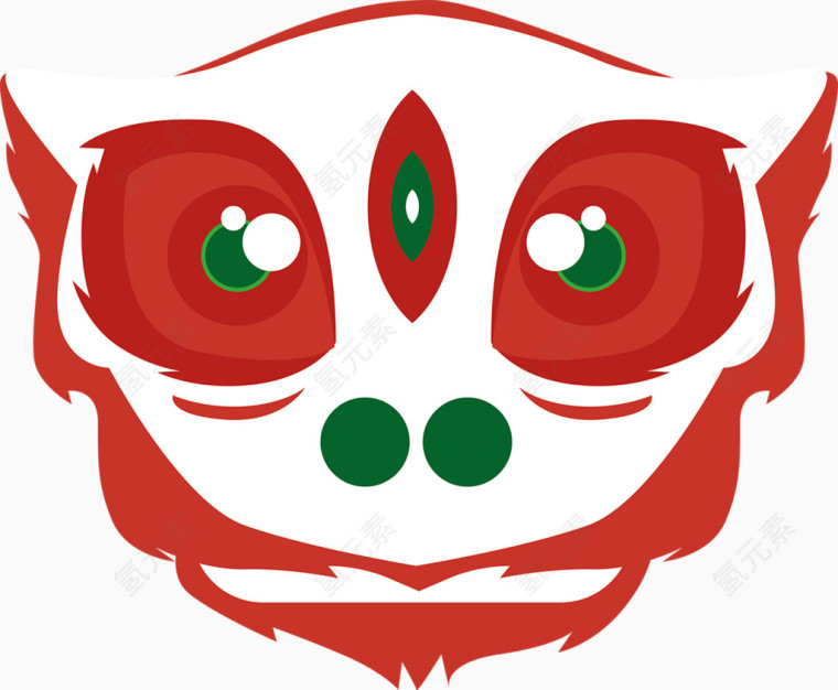 可爱中国风舞狮手绘矢量图