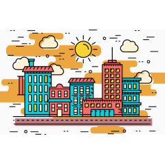 矢量城市街道景色