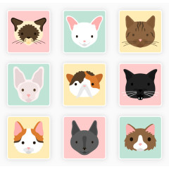 可爱方形猫咪头像矢量素材