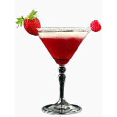 插着草莓的红色鸡尾酒