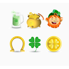 卡通爱尔兰节日元素矢量素材图片下载
