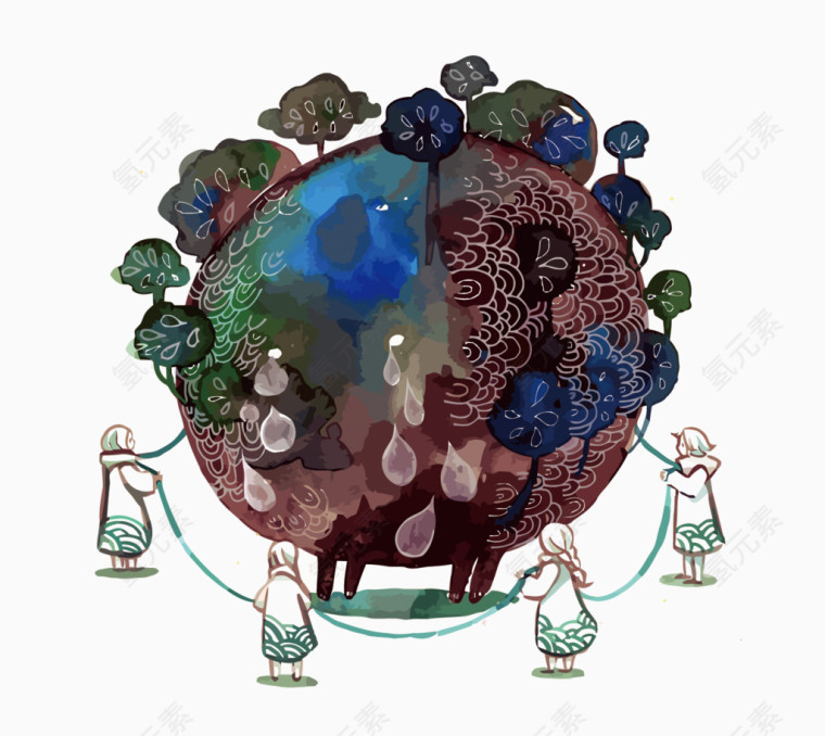 矢量爱护地球创意插画
