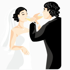 喝交杯酒的夫妻矢量