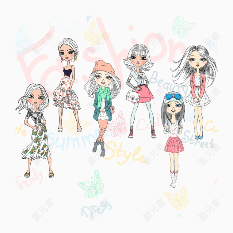 服装模特矢量素材